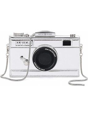Women's Silver Camera Shaped Casual Funky Style Shoulder Cross body Vintage Bag